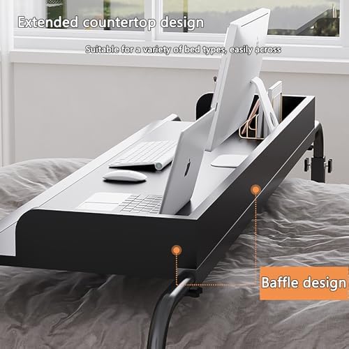 Foldable Table Tray Bedside Laptop Table Home Bed Simple Desk Folding Mobile，Overbed Hospital Table with Wheels Adjustable Height Swivel Bedside Cart Laptop Desk for Home Use Perfect for Hos