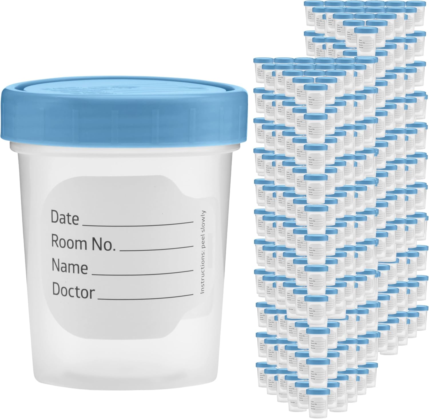 Vakly Specimen Cups with Leak Proof Screw on Lids - 4oz Clear Non-Sterile Urine Sample Jars - Containers for Safe Pee, Stool, Semen Sample Collection for Testing (500)