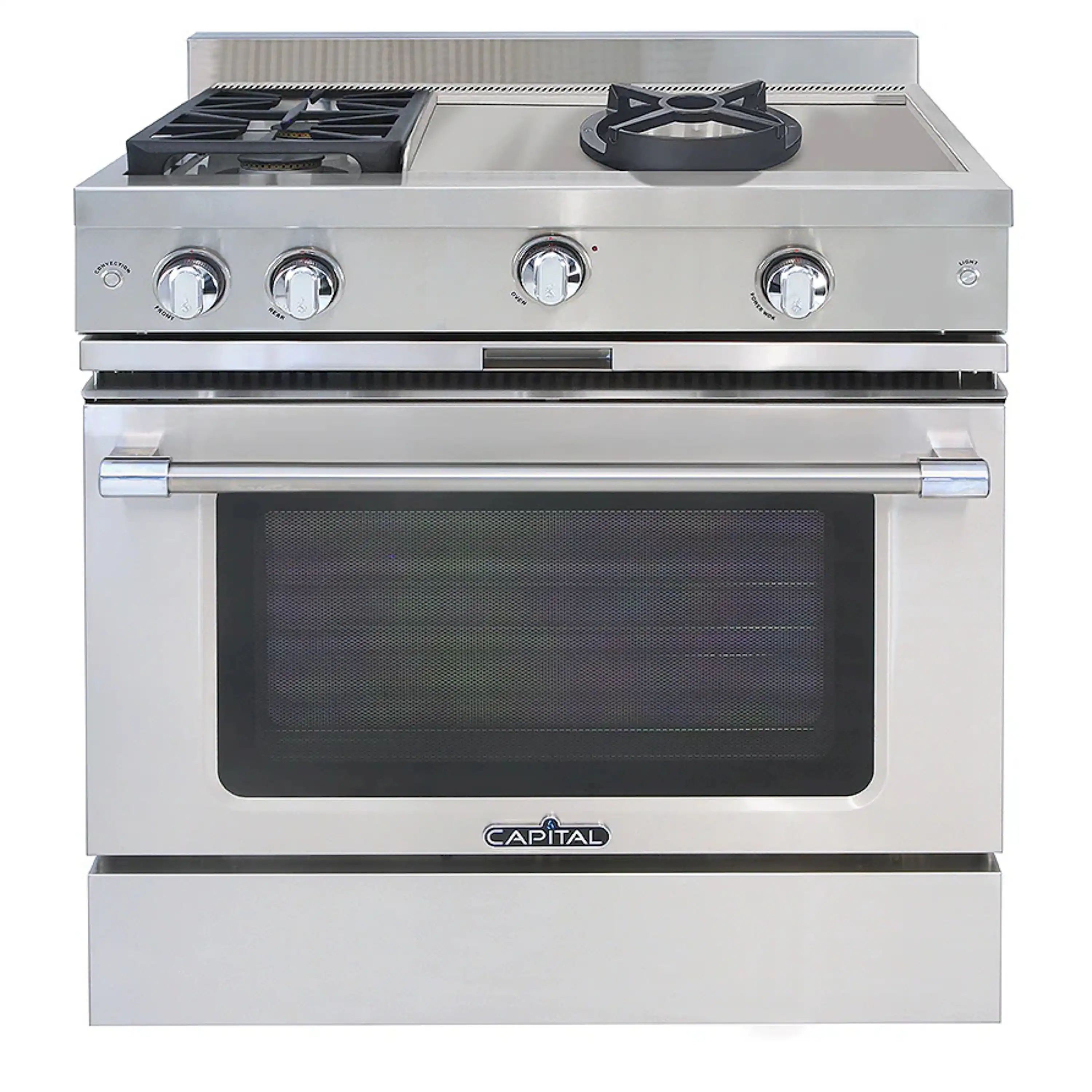 Capital 36-Inch Classic Chef Gas Range in Stainless Steel with 2 Sealed Burners & Open Burner Wok (MCR362CW)