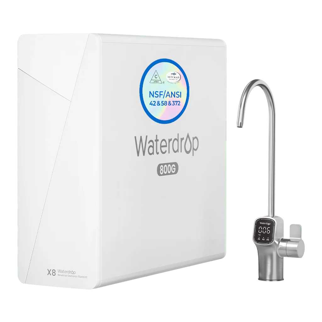 Waterdrop Alkaline Mineral pH+ Tankless Reverse Osmosis System, NSF/ANSI 42&58&372 Certified, 800 GPD RO Water Filter, 10-Stage Filtration Under Sink RO System, 2:1 Pure to Drain, BPA Free (WD-X8)