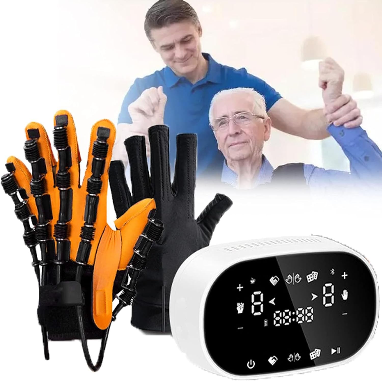 GaRcan Rehabilitation Robot Gloves,Stroke Hemiplegia Finger Wrist Training Equipment,Finger Straightening Brace Guard Protector,Stroke, Cerebral Hemorrhage,Hand Burn Patients (Left XL)