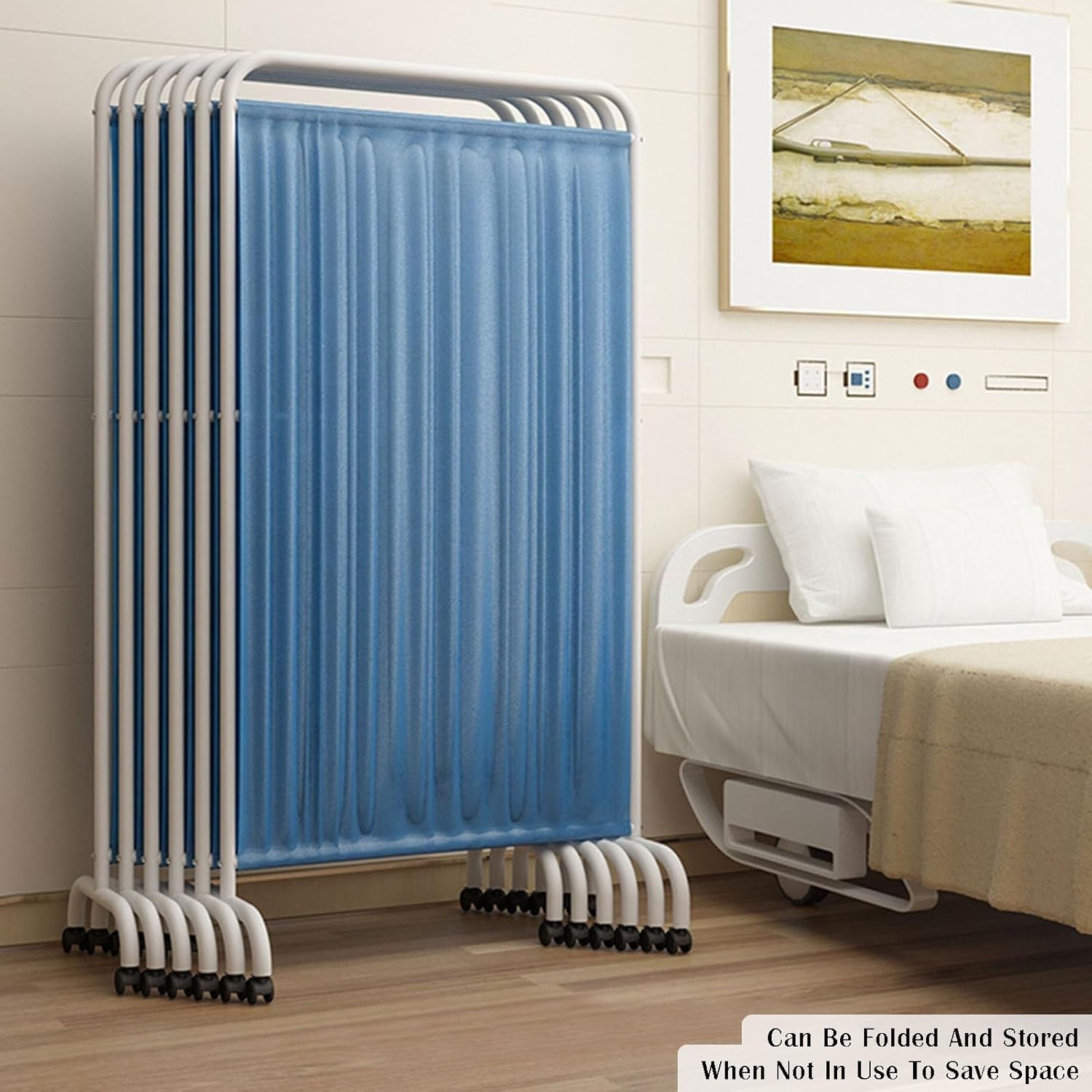 5-Panel Medical Privacy Screen with Wheels, Adjustable Partition Wall for Hospitals, Beauty Salons & Living Rooms, Space-Saving Room Divider (Brown)