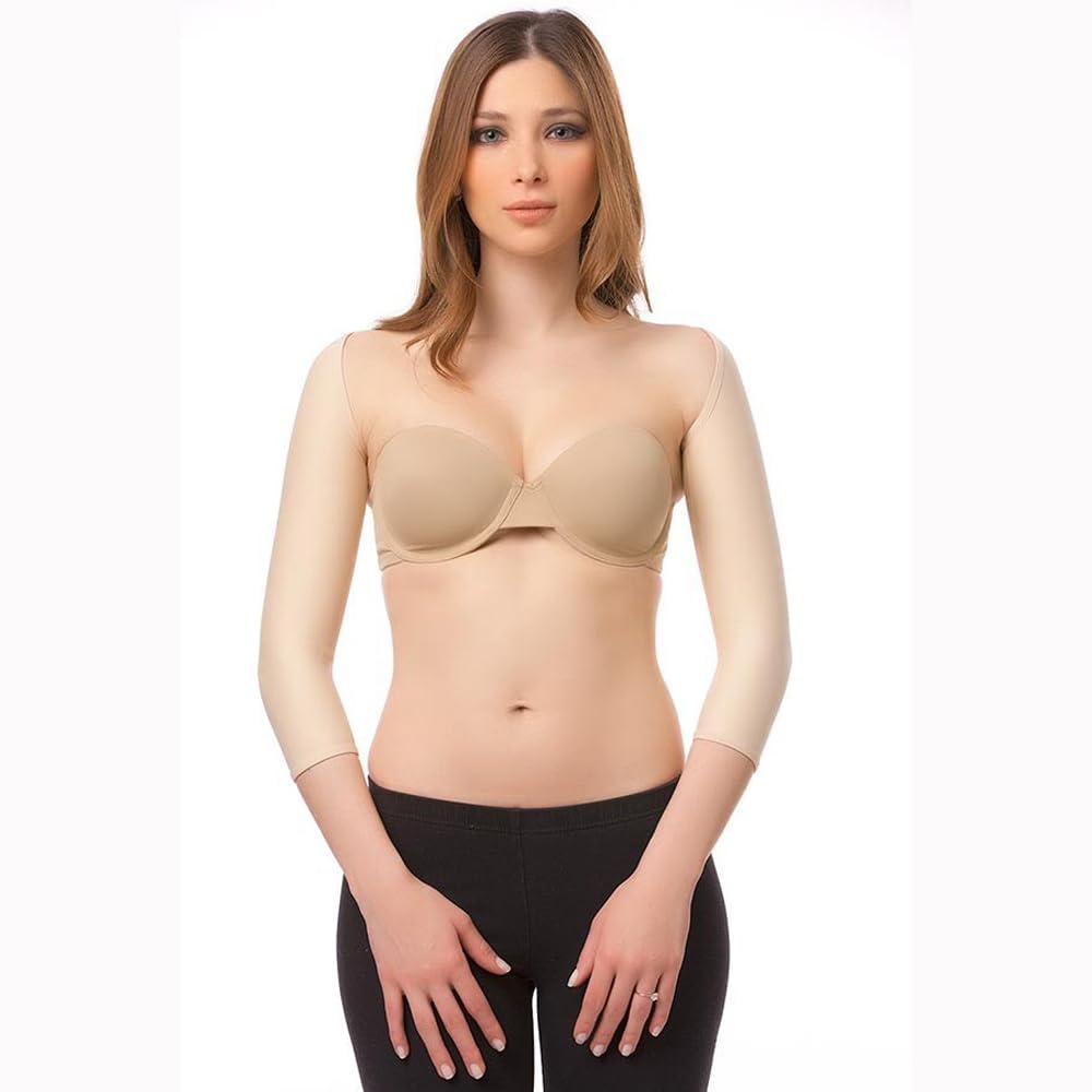 Isavela SL01-MS Below Elbow Sleeves w/Hook & Eye Closure-3XL-Beige