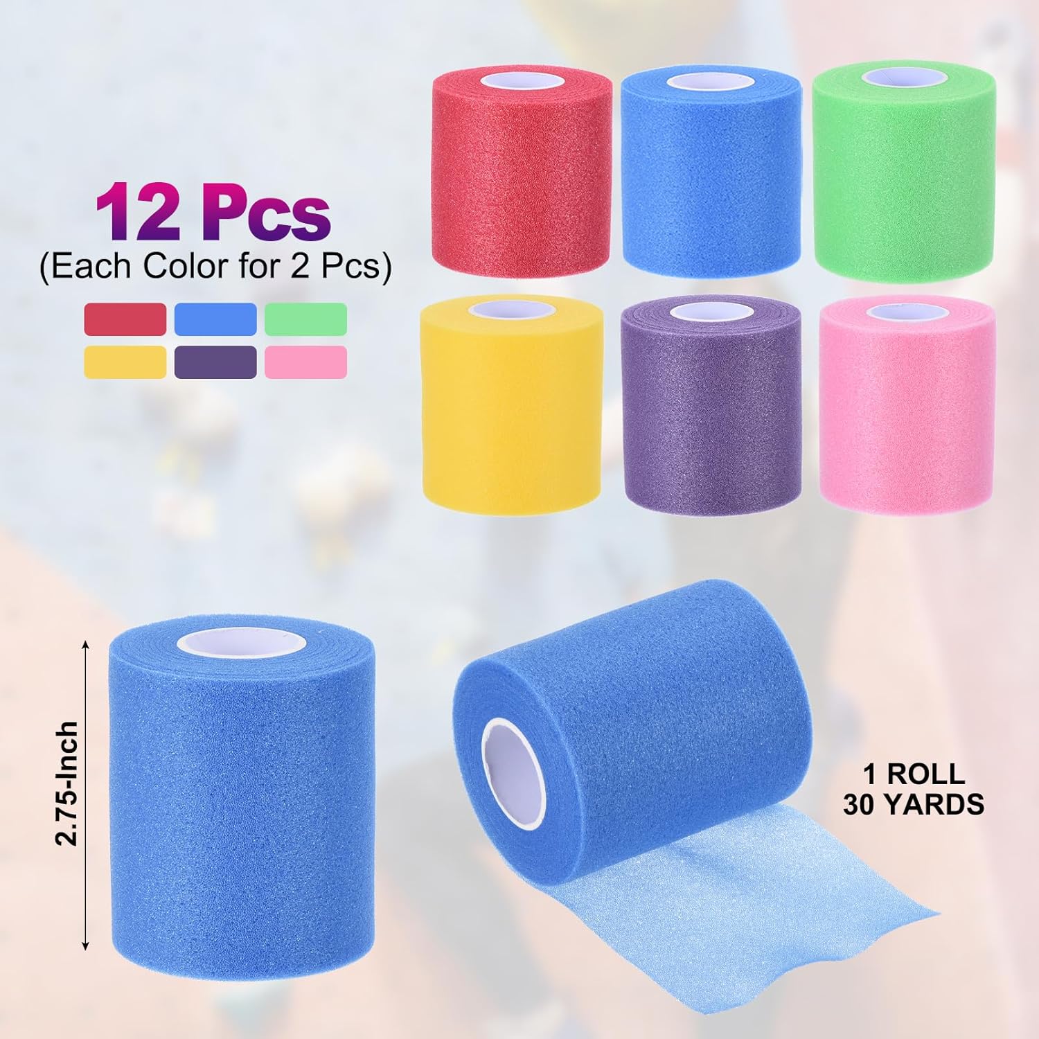 PATIKIL Foam Sports Pre-Wrap Athletic Tape Sports Elastic Wrap Breathable Bandage Rolls Tennis Racquet Grip Tape Cushion Wrap for Hair Ankles Wrists