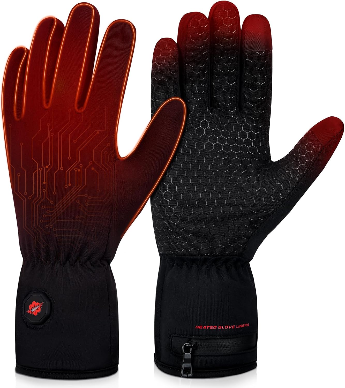 Dr.Warm Heated Glove Liners for Men Women, Thin Heated Work Gloves with Touch Screen Fingers Rechargeable Battery Heated Gloves, Hand Warmers for Winter Driving, Typing, Running