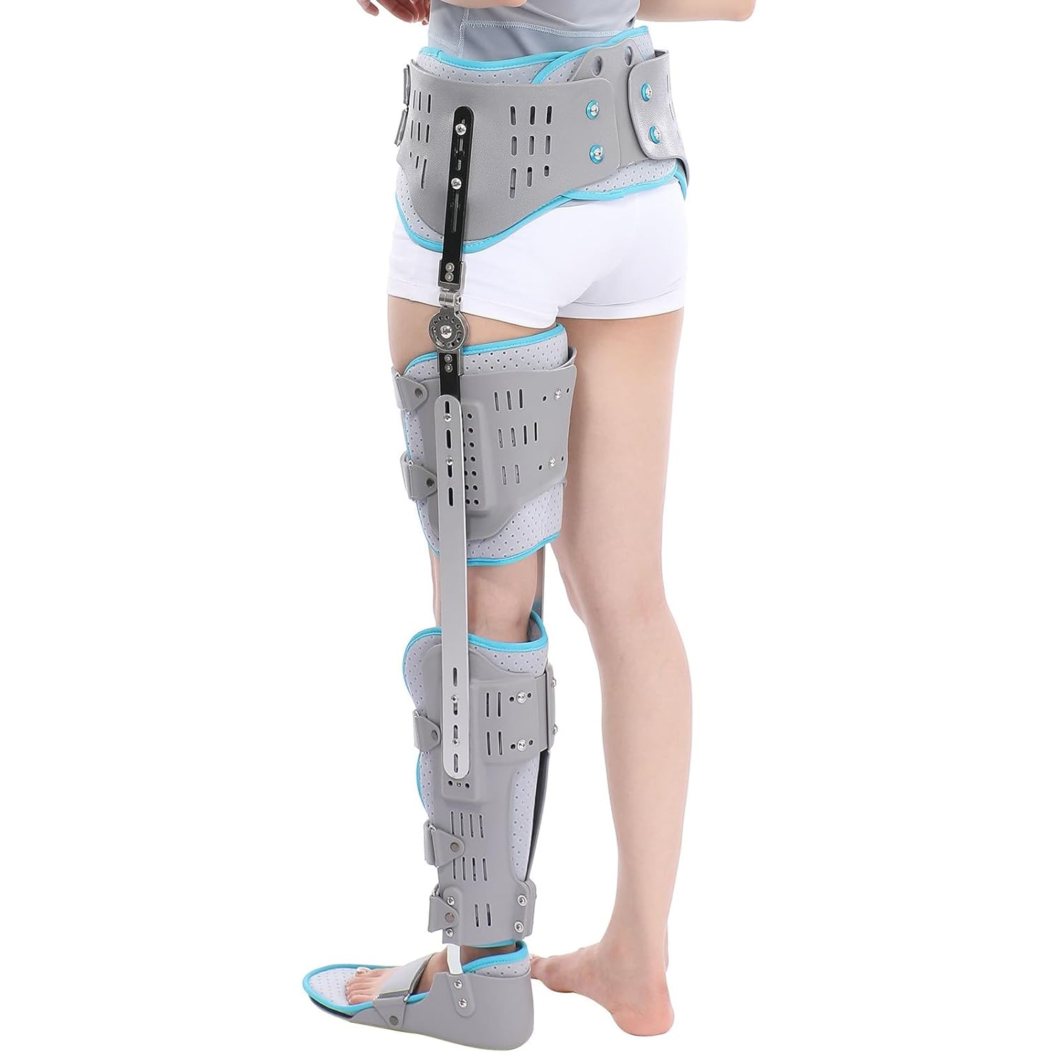 Adjustable Knee Joint Fixed Brace, ROM Full Leg Rehabilitation Splint, Knee Ankle Orthosis Fully Support Lmmobilizer, Breathable Secure Support for Women Men(right)