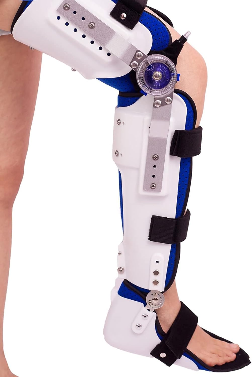 Knee Abduction Splint, Hip Knee Ankle Foot Orthosis, Adjustable Knee, Ankle and Foot Brace, Foot Ankle Orthosis, Foot Protector, Post-Operative Leg Fracture,White-(Right)