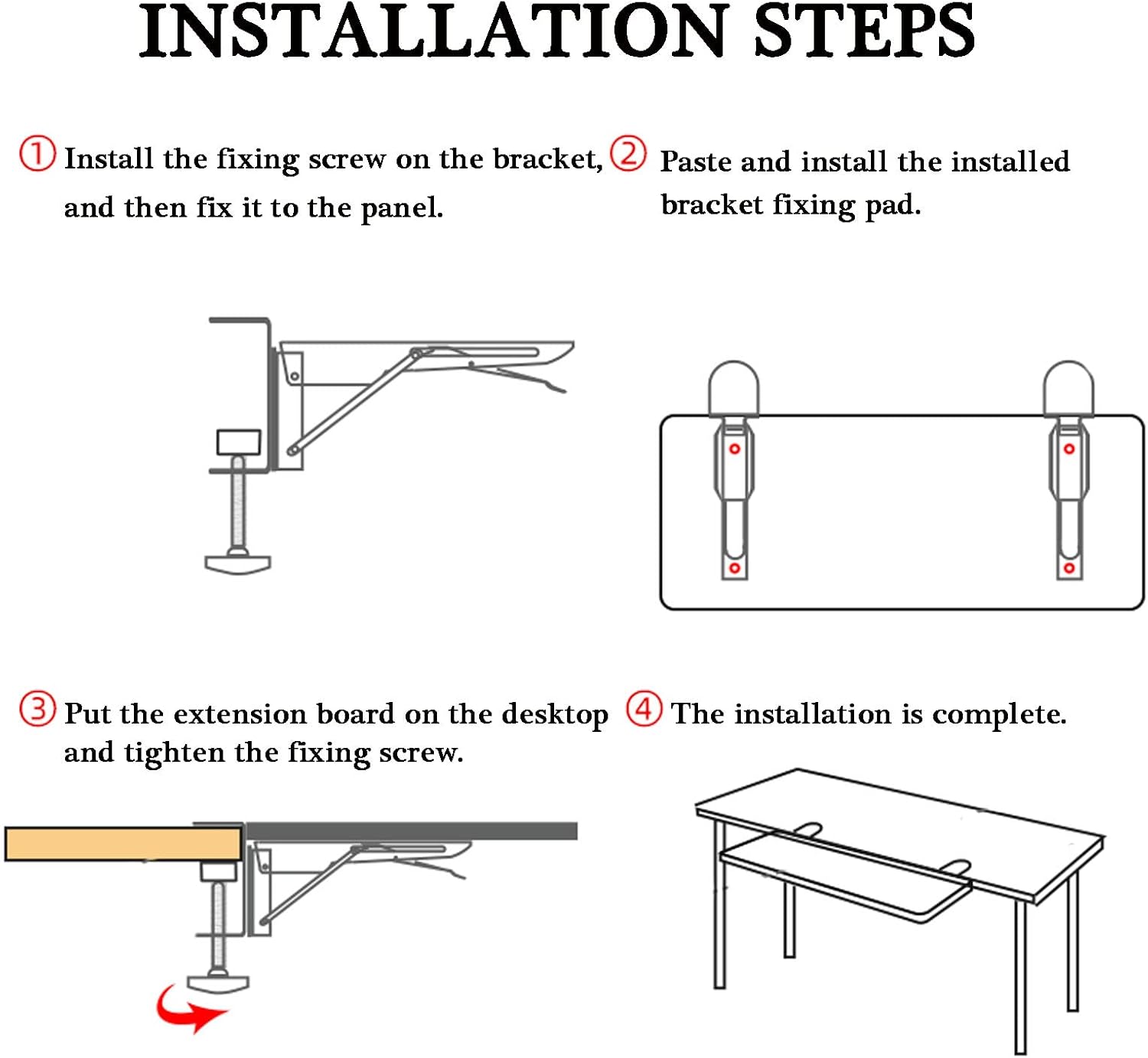 Desk Extender Table Shelf Clamp on Keyboard Tray Under Desk Adjustable Mouse Mount Armrest Shelf Stand Elbow Arm Support/75 * 24Cm,