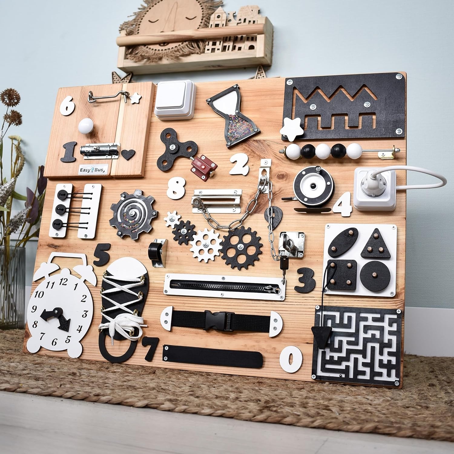 Large Alzheimer’s Fidget Board for Seniors – Dementia Sensory Therapy Board with 25+ Elements, Handmade Activity Panel for Elderly Memory Loss, Cognitive Tool for Adults with Dementia