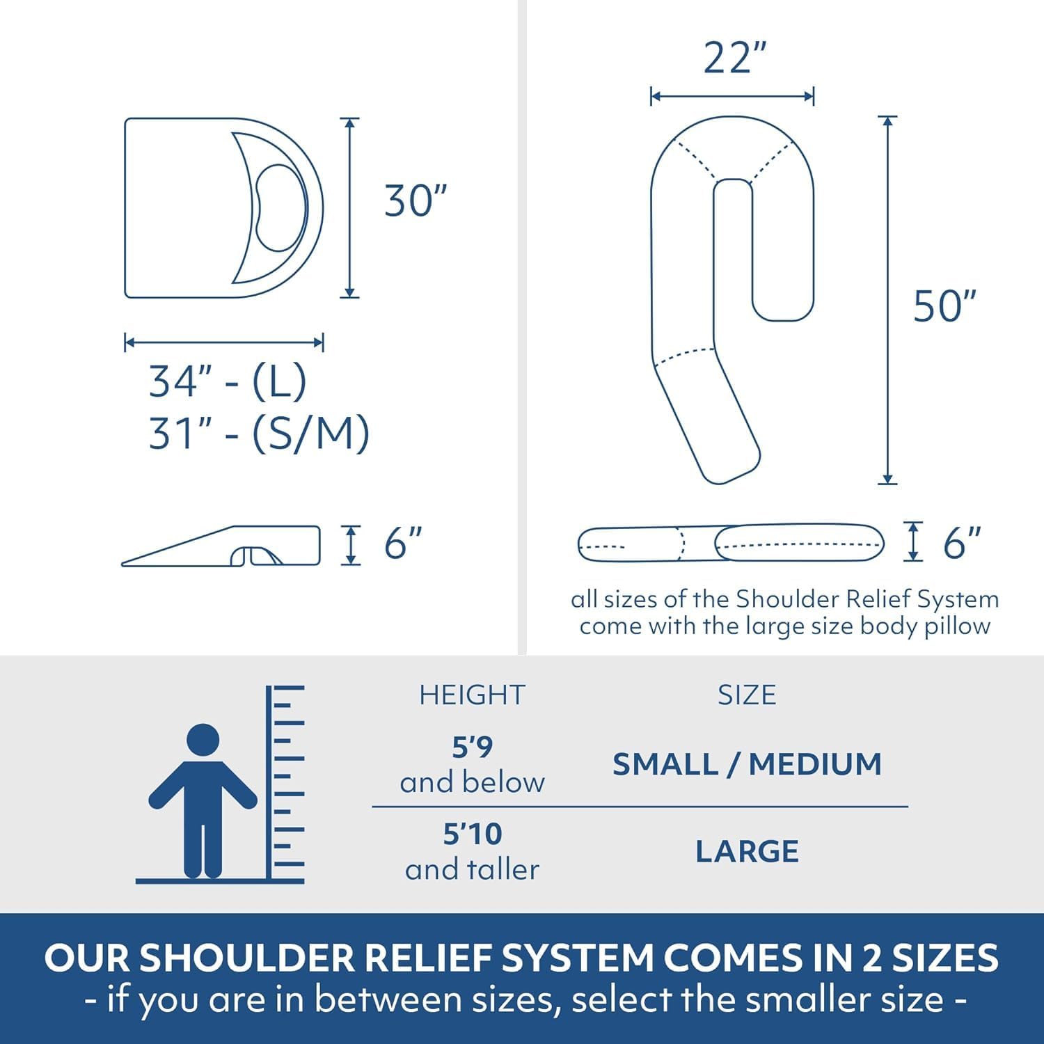 MedCline Shoulder Relief System with Extra Cases, Bed Wedge Pillow for Shoulder Pain Relief and Therapeutic Body Pillow, Inclined Sleep Position with Arm Pocket, Large for 5'10