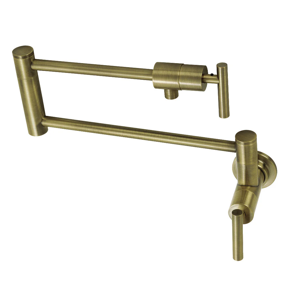 Kingston Brass Manhattan Wall Mount Pot Filler Faucet, Antique Brass (KS4103CML)