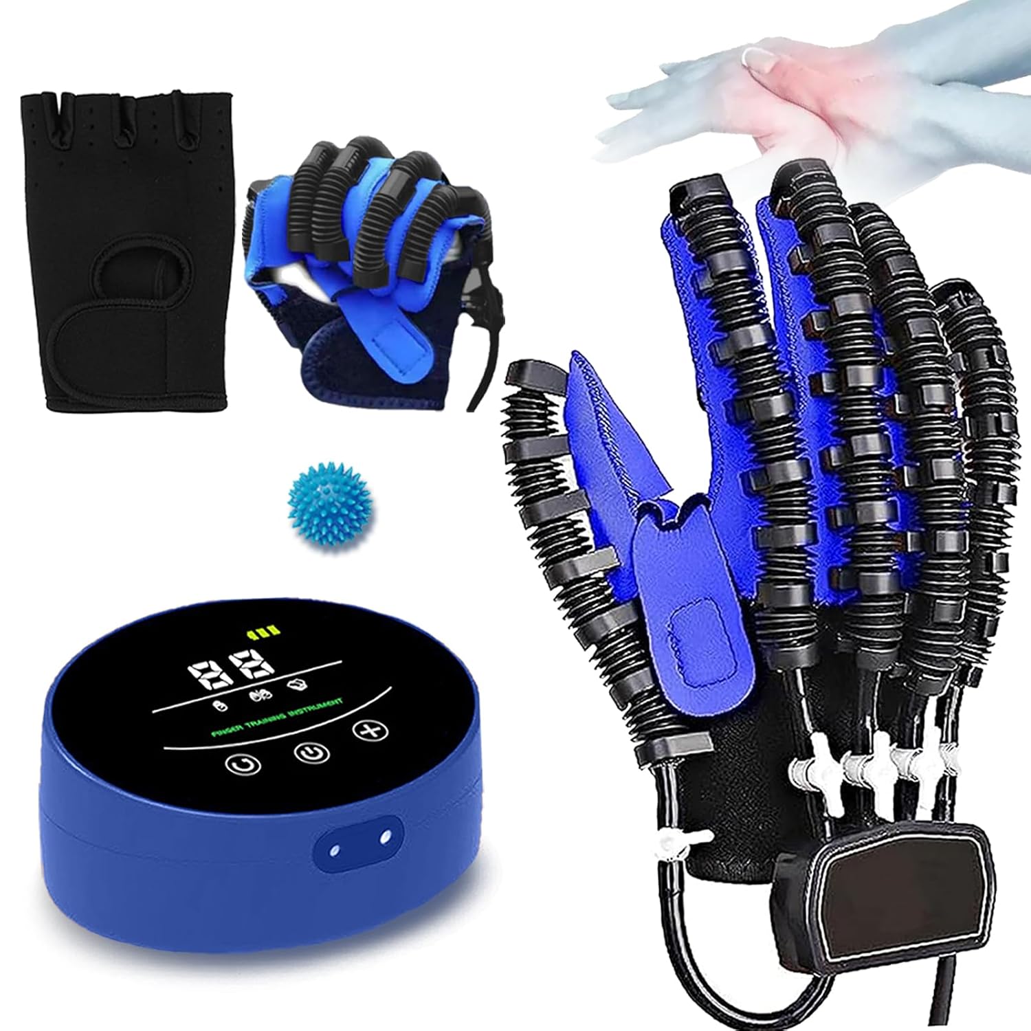 Wrist and Finger Training Robotic Rehabilitation Gloves, Finger Flexion Correction Hand Training Device Recovery Equipment, for Stiff Finger Joints and Pain(A:Left Hand B:Right Hand)