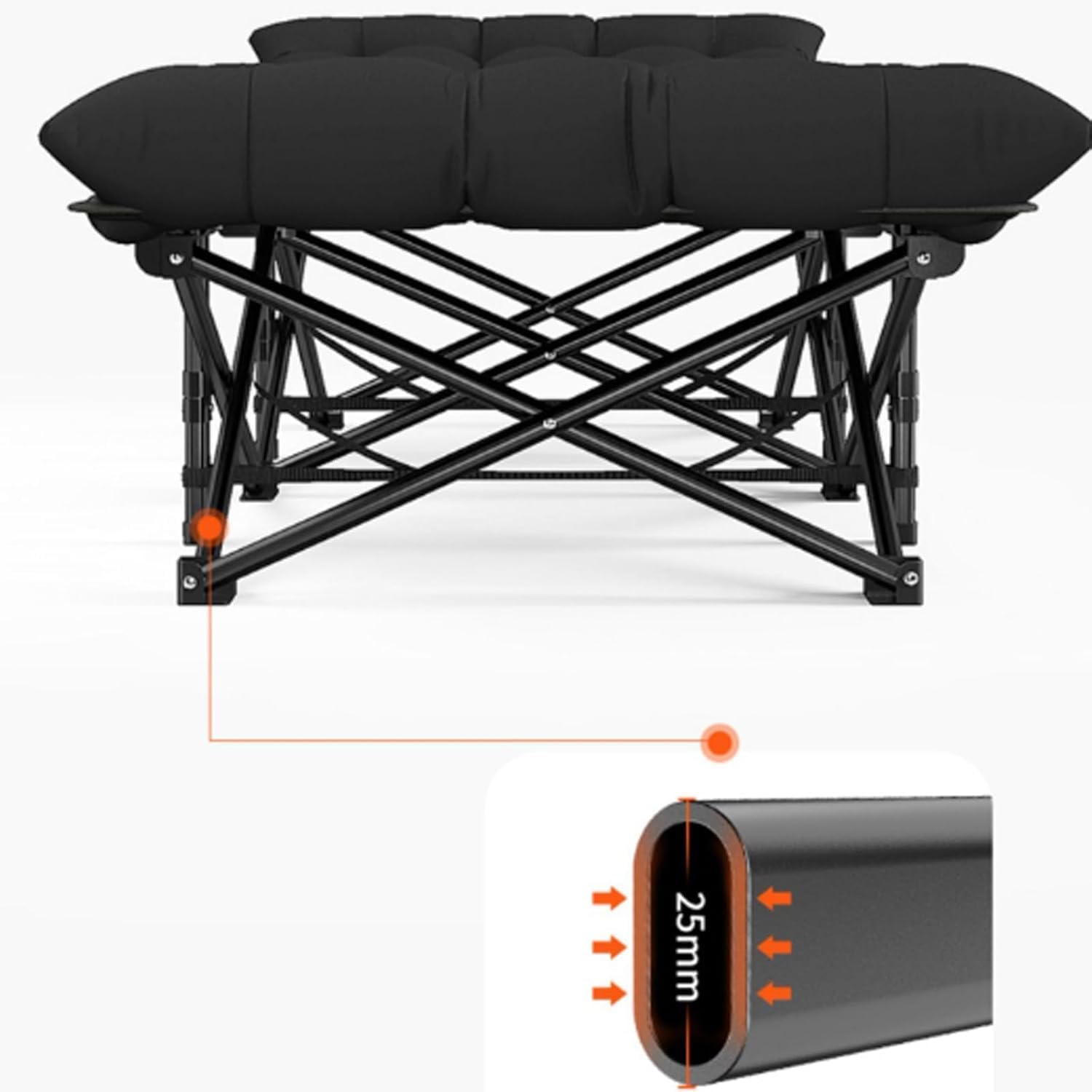 TIST Lightweight Folding Bed Lightweight Steel Tubular Frame, Portable Foldable Adult Bed, Suitable for Guests, Camping, Home Office, Vacation and Hospital Use. Camping Folding Bed
