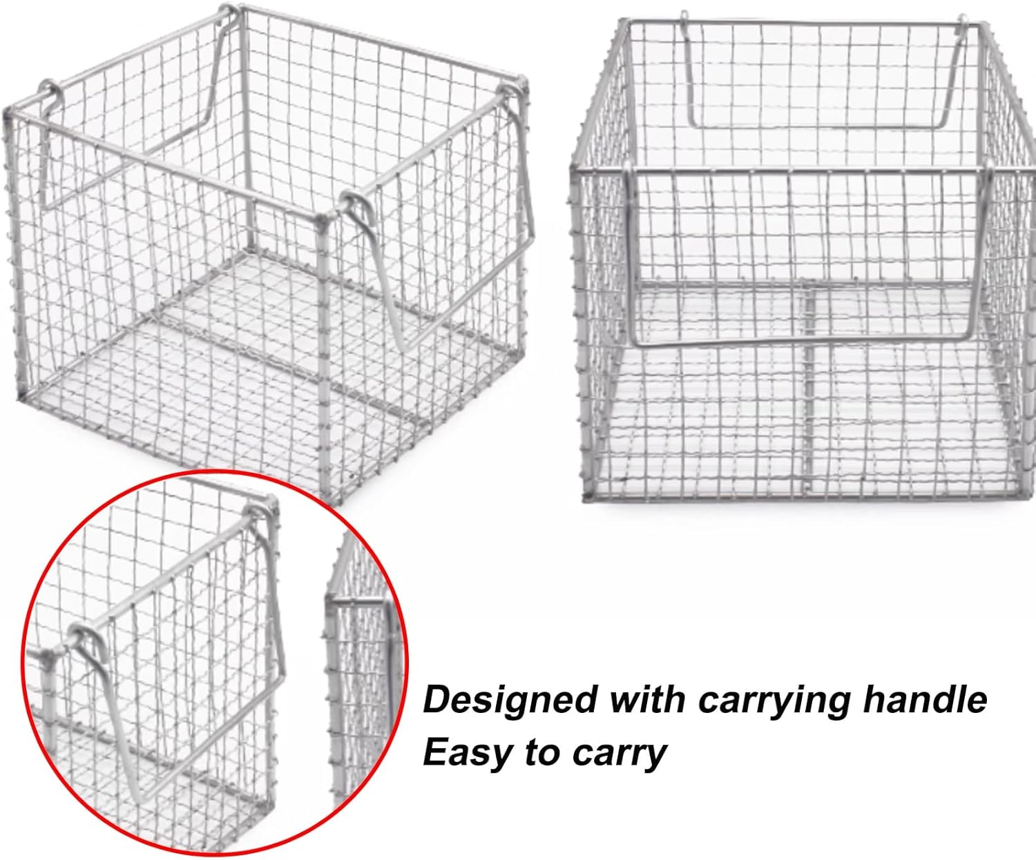 Stainless Steel Square Washing Basket, Sterilisation Trays for Medical Instruments with Handles, Uniform Mesh, for Hospitals, Laboratories(35x35x20cm/13.8x13.8x7.9in)