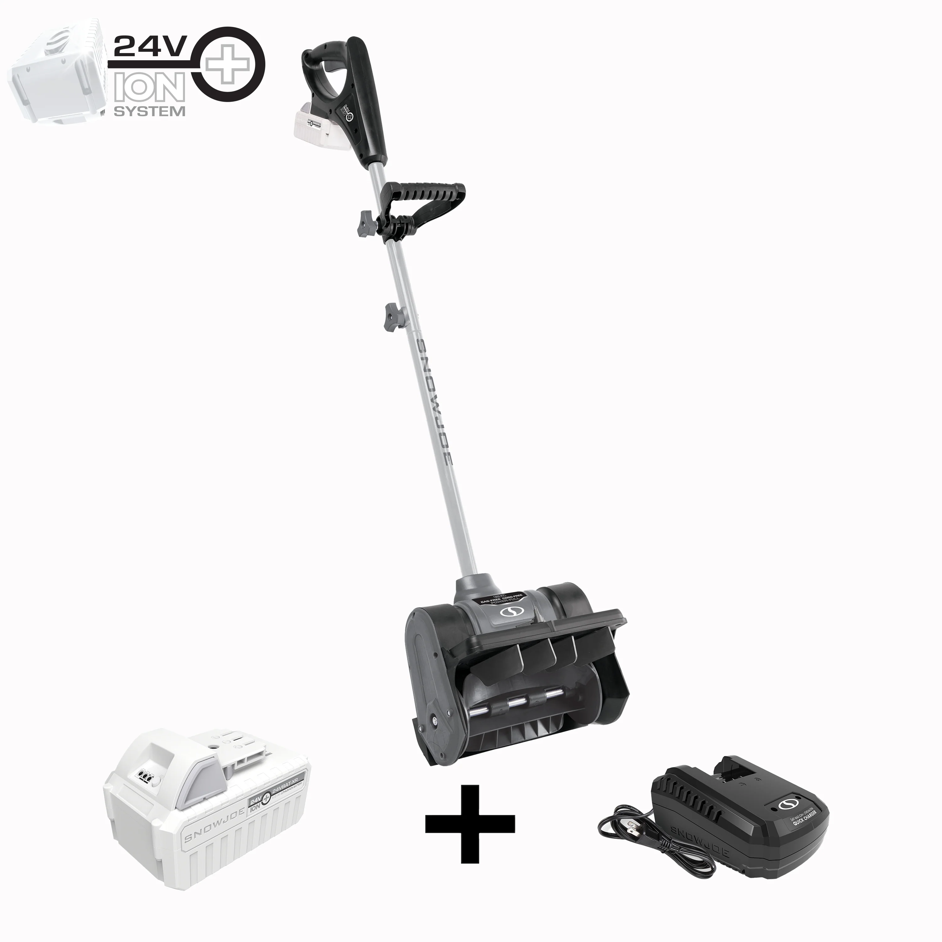 Snow Joe 24V-SS12-XR-GRY 24-Volt* IONMAX Cordless Snow Shovel Kit | 12-inch | W/ 5.0-Ah Battery + Charger (Gray)