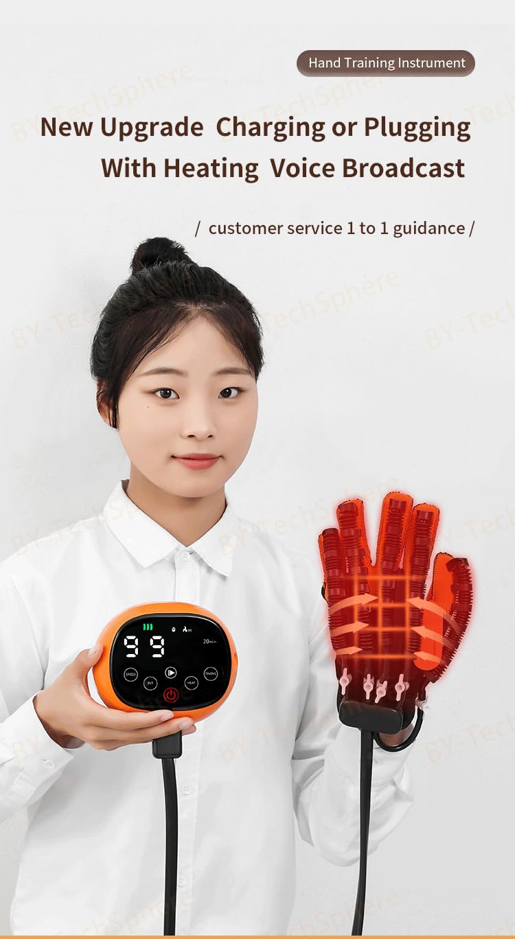 Heated Therapy Stroke Hand and Finger Rehabilitation Gloves, for Hand Function Recovery, Robotic Glove for Cerebral Palsy, Spasticity, Heated Finger Rehabilitation Robot Glove.