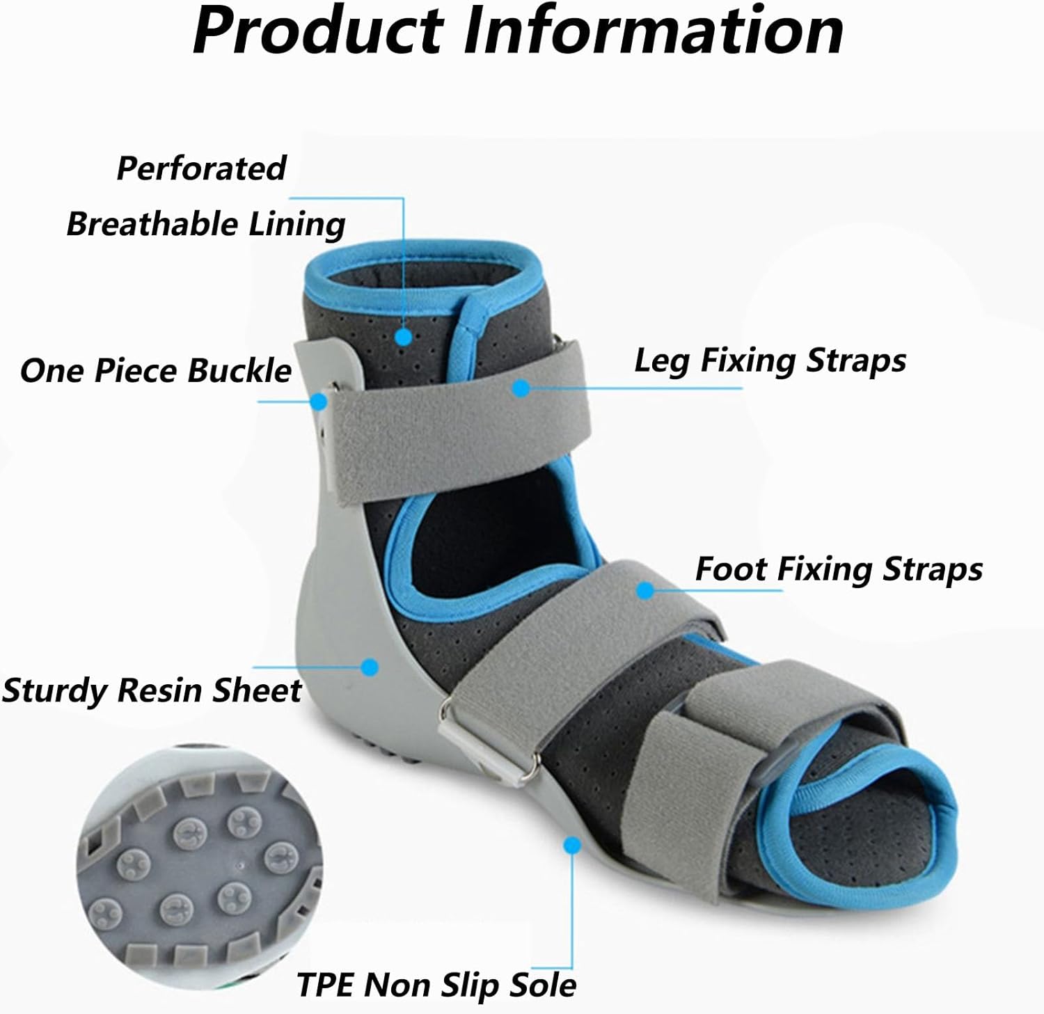 Ankle Support Stabilizer Brace 360° Foot Drop Fixation Splint Adjustable Ankle Support Wrap Strap for Ankle Sprain, Arthritis, Strain(Right,M: 38~41)