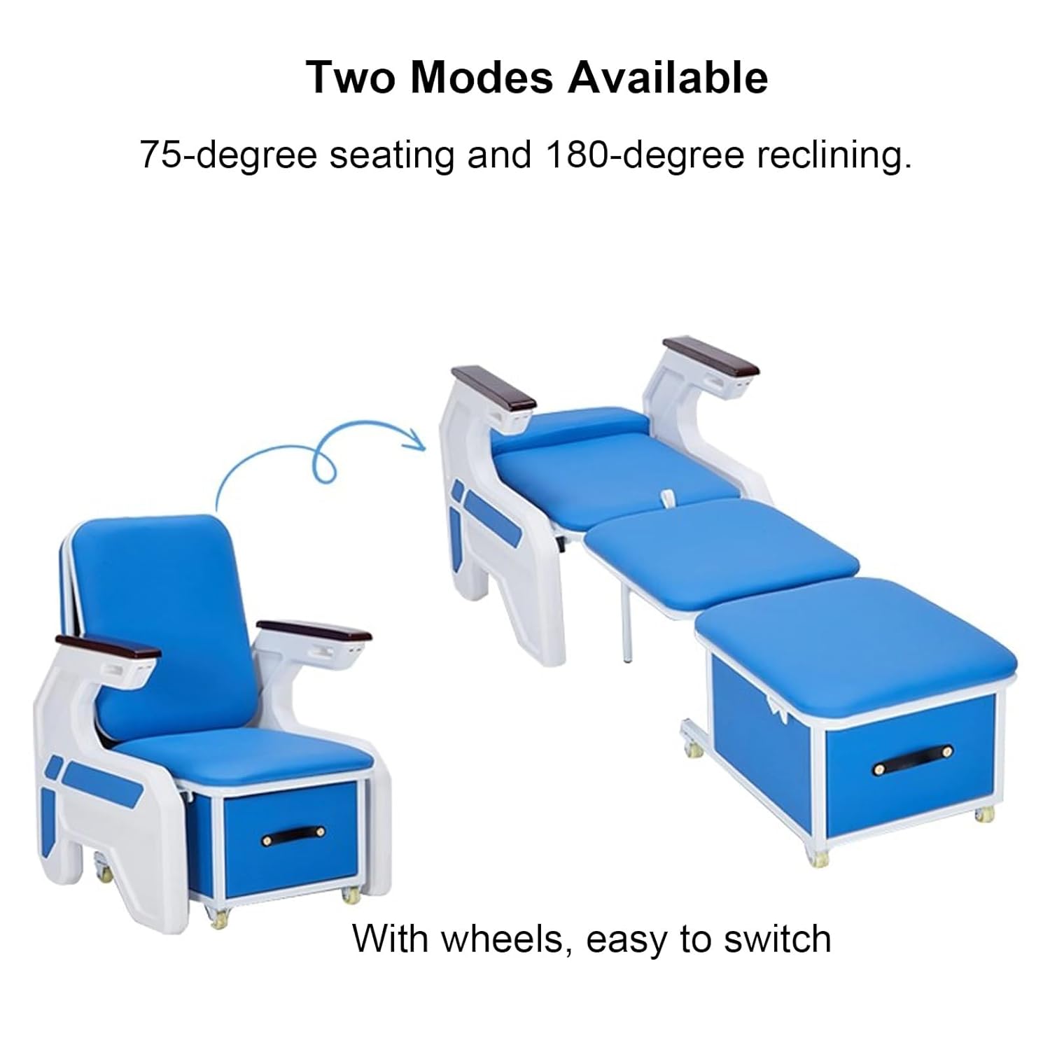 Waiting Room Chairs, Medical Recliner Chair, Phlebotomy Chair, Comfortable Soft Cushion, Suitable for Clinics, Hospitals, and Homes(Blue)