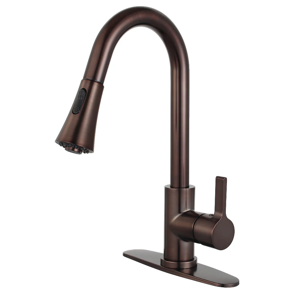 Kingston Brass Gourmetier Continental Single-Handle Pull-Down Kitchen Faucet, Oil Rubbed Bronze (LS8725CTL)