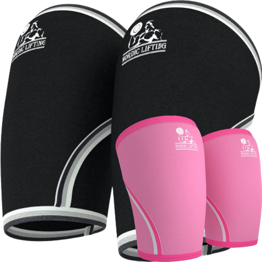 Nordic Lifting Elbow Sleeves Medium Bundle with Knee Sleeves XLarge - Pink