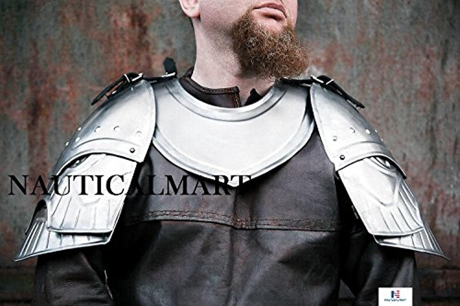 NauticalMart Halloween Dwarven Style Steel Pair of Shoulders & Larp Pauldron Set