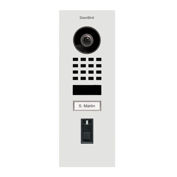 DoorBird D1101FV Fingerprint 50 Flush-Mount IP Video Door Station, 1 Call Button in Traffic White, RAL 9016