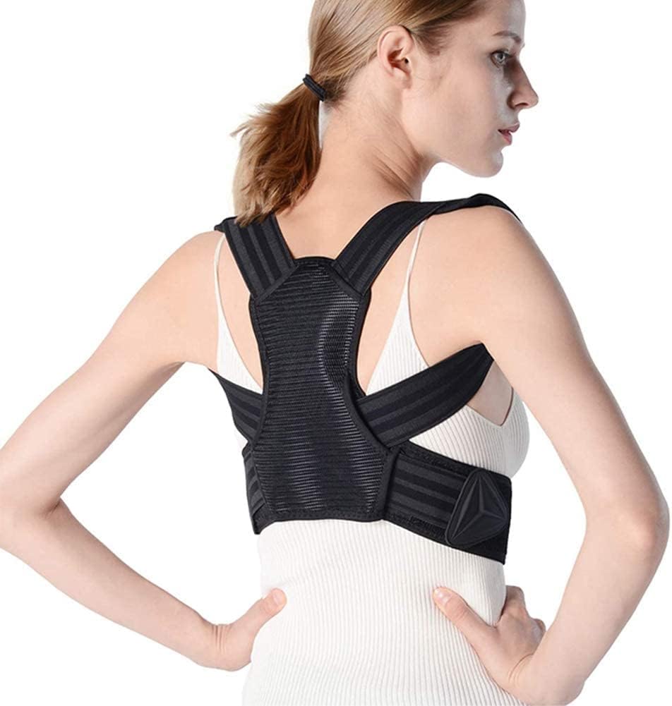 Posture Corrector Back Brace Adjustable Posture Brace,Back Shoulder Lumbar Waist Support Belt to Reduce Back and Neck Pains Men Women Back Posture (Color : Black, Size : Medium) (Black Small)