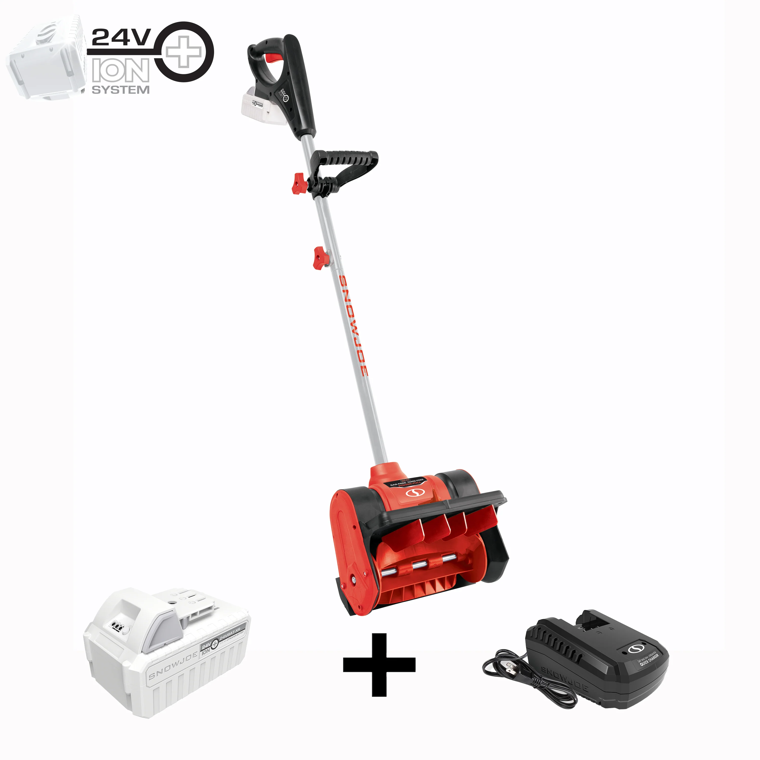 Snow Joe 24V-SS12-XR-RED 24-Volt* IONMAX Cordless Snow Shovel Kit | 12-inch | W/ 5.0-Ah Battery + Charger (Red)