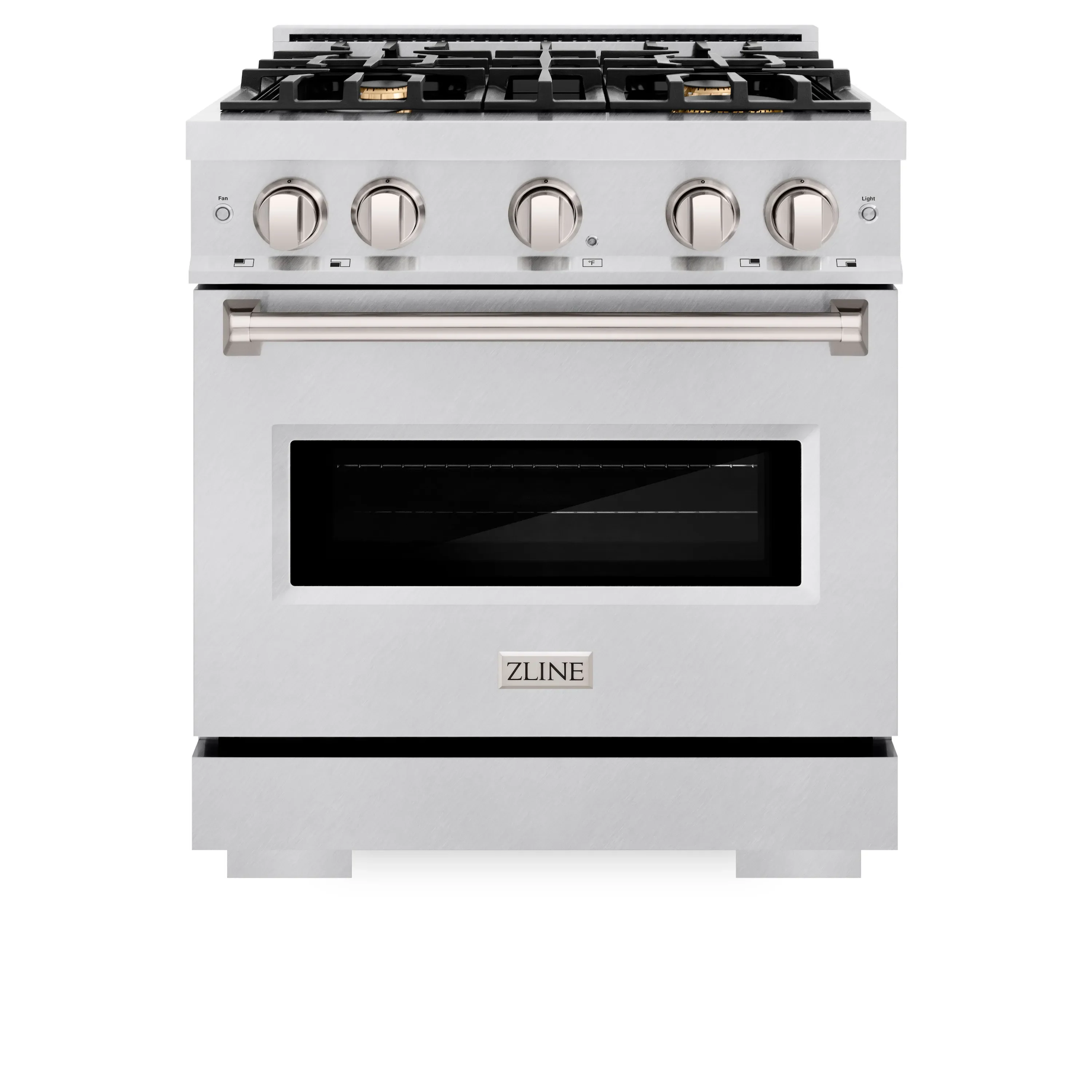 ZLINE 30-Inch Classic Series Dual Fuel Range with 4 Gas Burner Cooktop and 4.2 Cu. Ft. Electric Convection Oven in Satin Stainless Steel with Brass Burners (CDRS-BR-30)