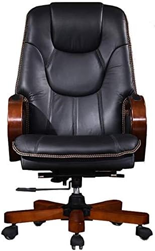 Executive Swivel Adjustable Swivel Office Desk Chair with Armrests Lumbar Support Desk Ergonomic Chair Leather President Chair Computer Chair Multifunction (Black)