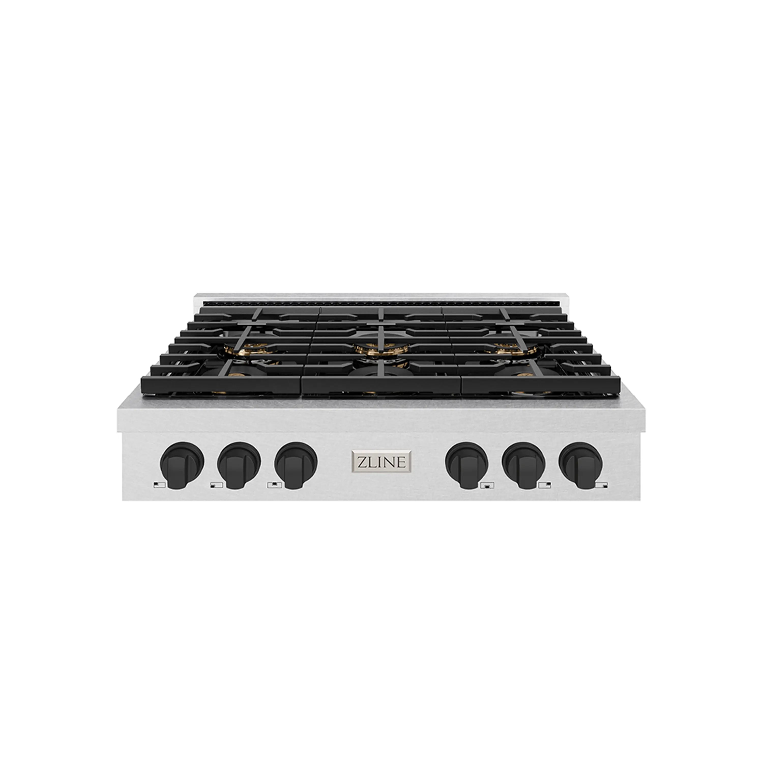 ZLINE Autograph Edition 36-Inch Paramount Gas Rangetop with 6 Burner DuoPro鈩?Cooktop in Satin Stainless Steel and Matte Black Accents (PSRTSZ-36-MB)
