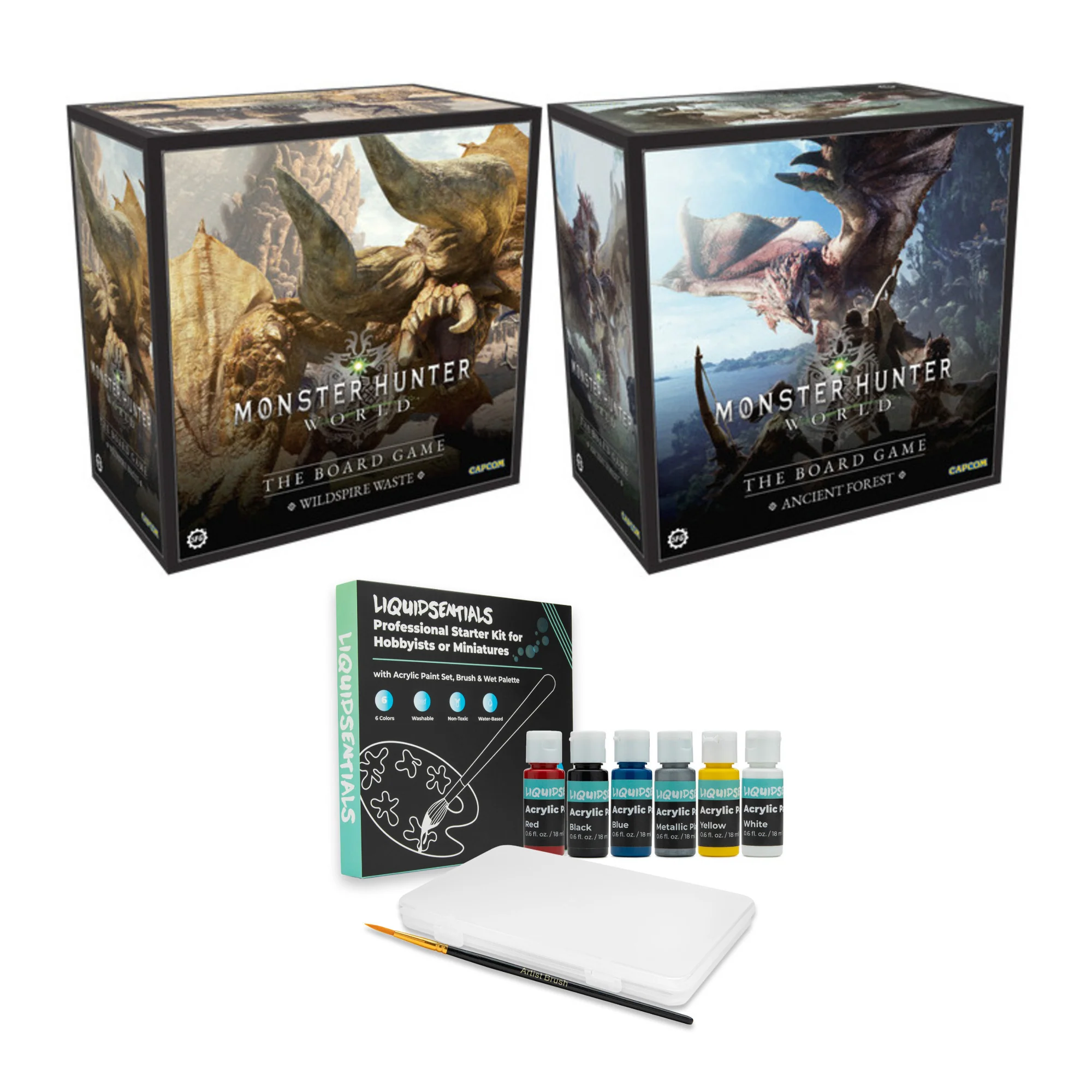 SteamForged Games - Monster Hunter World The Board Game with Paint Set Bundle
