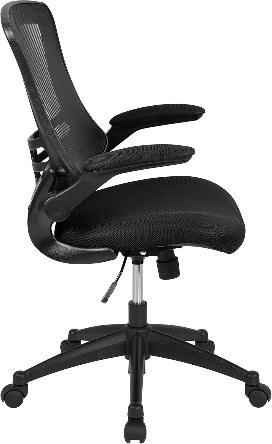 Flash Furniture Set of 8 Mid-Back Swivel Ergonomic Task Office Chairs with Flip-Up Arms, Black Mesh