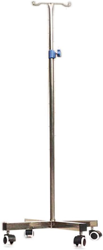 Infusion Stand with 2 Hooks,Height Adjustable Stainless Steel Drip Stand,Portable Clinic Home Use Mobile Drip Vehicles