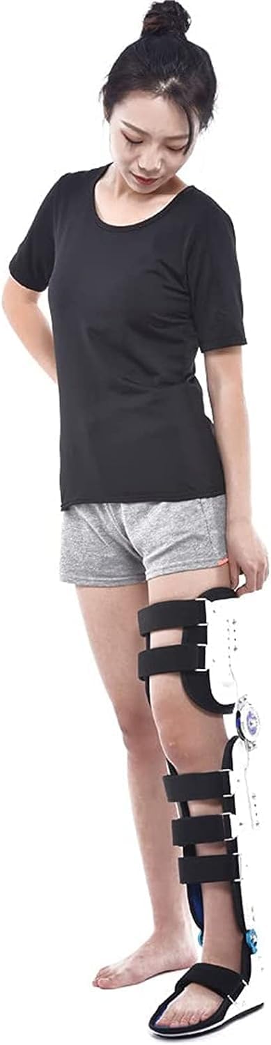 Adjustable Hip Joint Fixation Bracket, Knee Joint Fixed Brace Full Leg Brace, Adjustable Post Op Knee Support Immobilizer, Breathable Thigh Knee Ankle Foot Supports Orthosis for Torn , Meniscus Tear,S