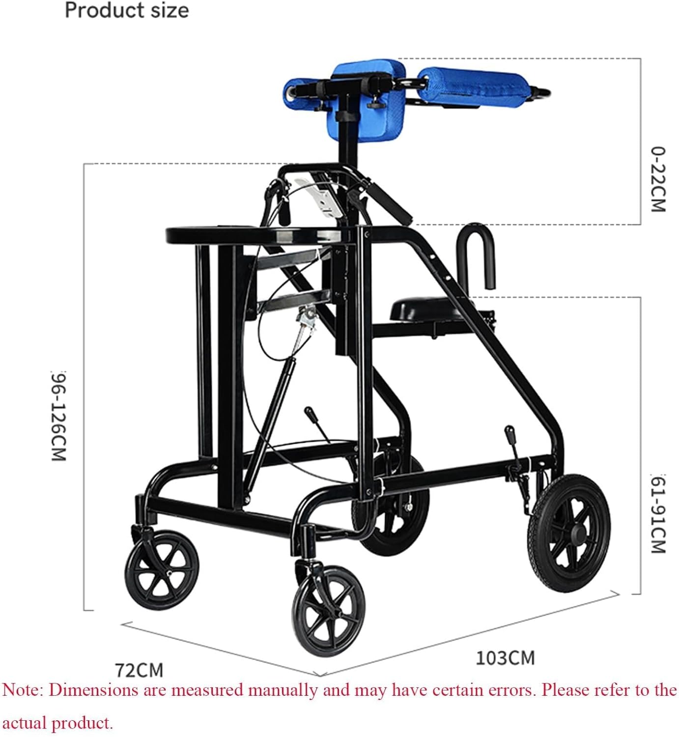 Frame Elderly Walking Aid Wheel Walking Frame with Armrest Support Pad Walking Frame Thick Aluminum Alloy Rehabilitation Auxiliary Walking