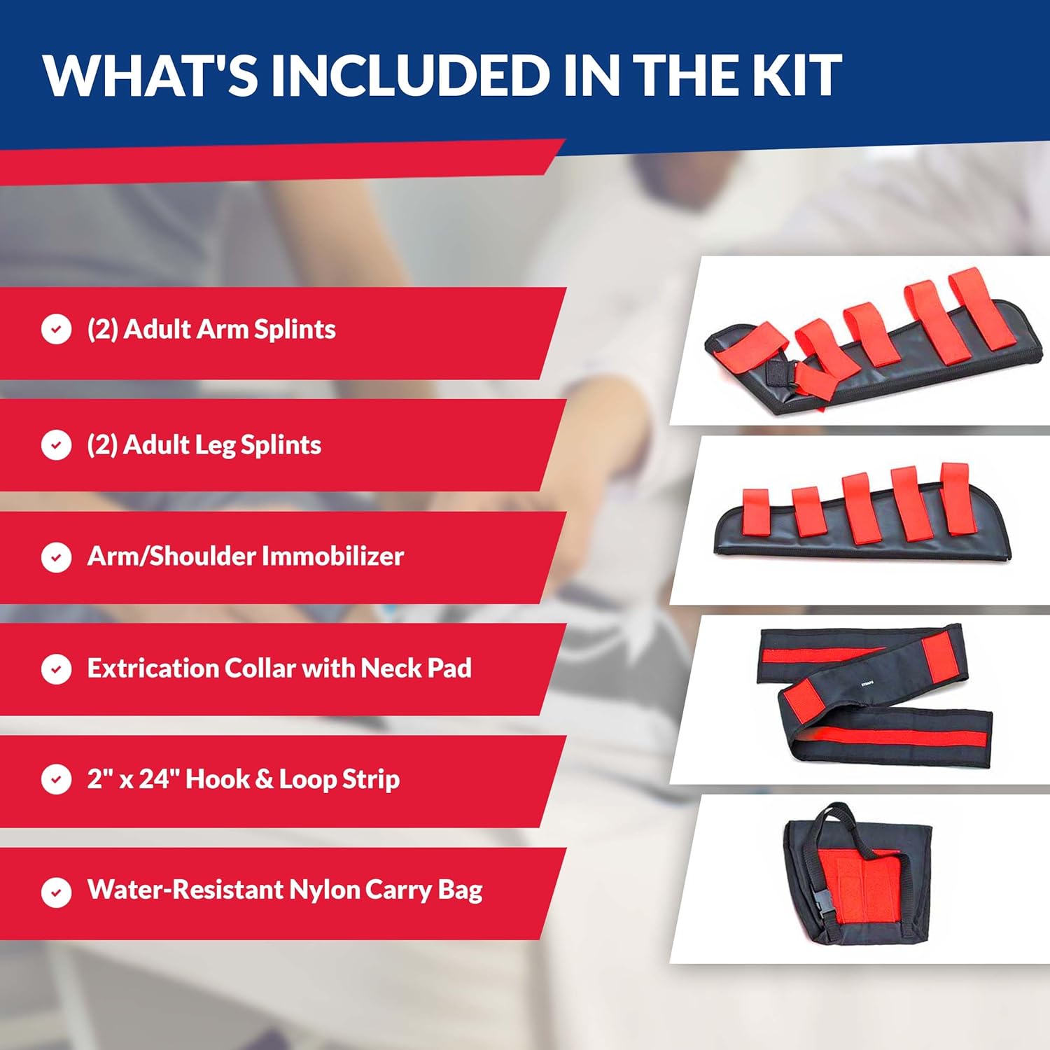 Dixie EMS Fracture Splint Kit – Emergency Immobilization Set with Arm & Leg Splints, Shoulder Support & Carry Bag – First Responder, EMT, Paramedic & Medical Use