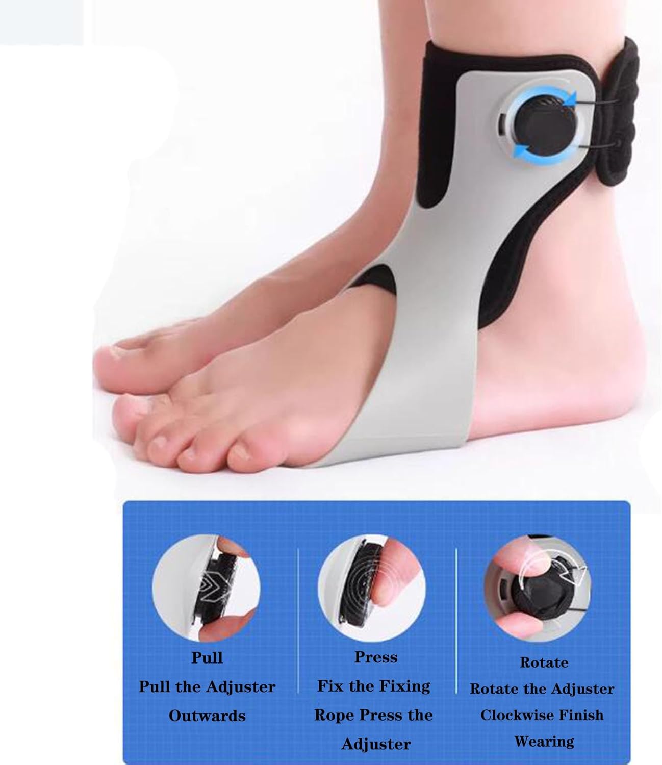 SFKLYU Foot Drop Orthotic Brace Drop Foot Brace Adjustable Ankle Braces for Foot Drop, Varus, Valgus Correction, Foot Training Equipment,Left,M