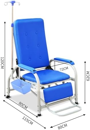 Medical Recliner Chair with Armrest & IV Pole Stand for Blood Draw, Patient Care, Home & Clinic Use - Comfortable, Adjustable, Healthcare Seating Solution