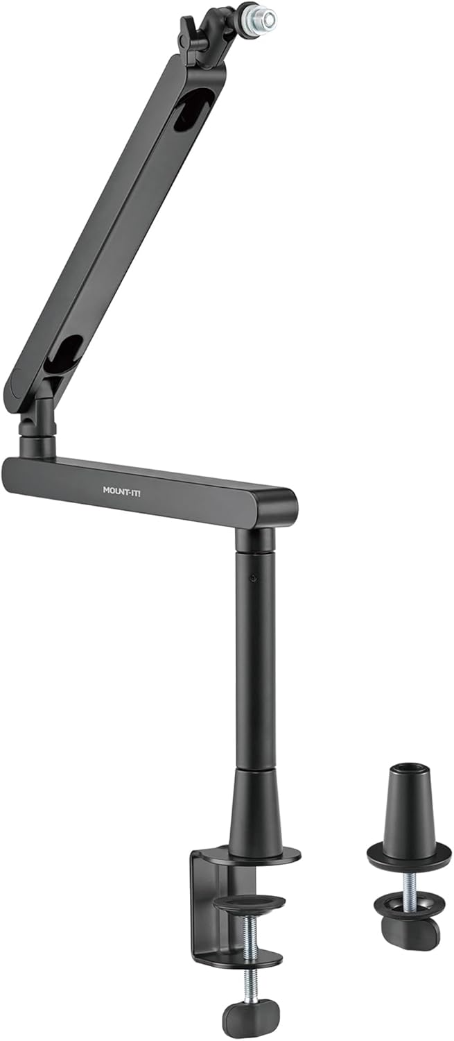 Mount-It! Mic Arm, Microphone Boom Arm, Adjustable Full Motion Mic Desk Mount, for Streaming, Gaming, Podcast, Recording, 3/8