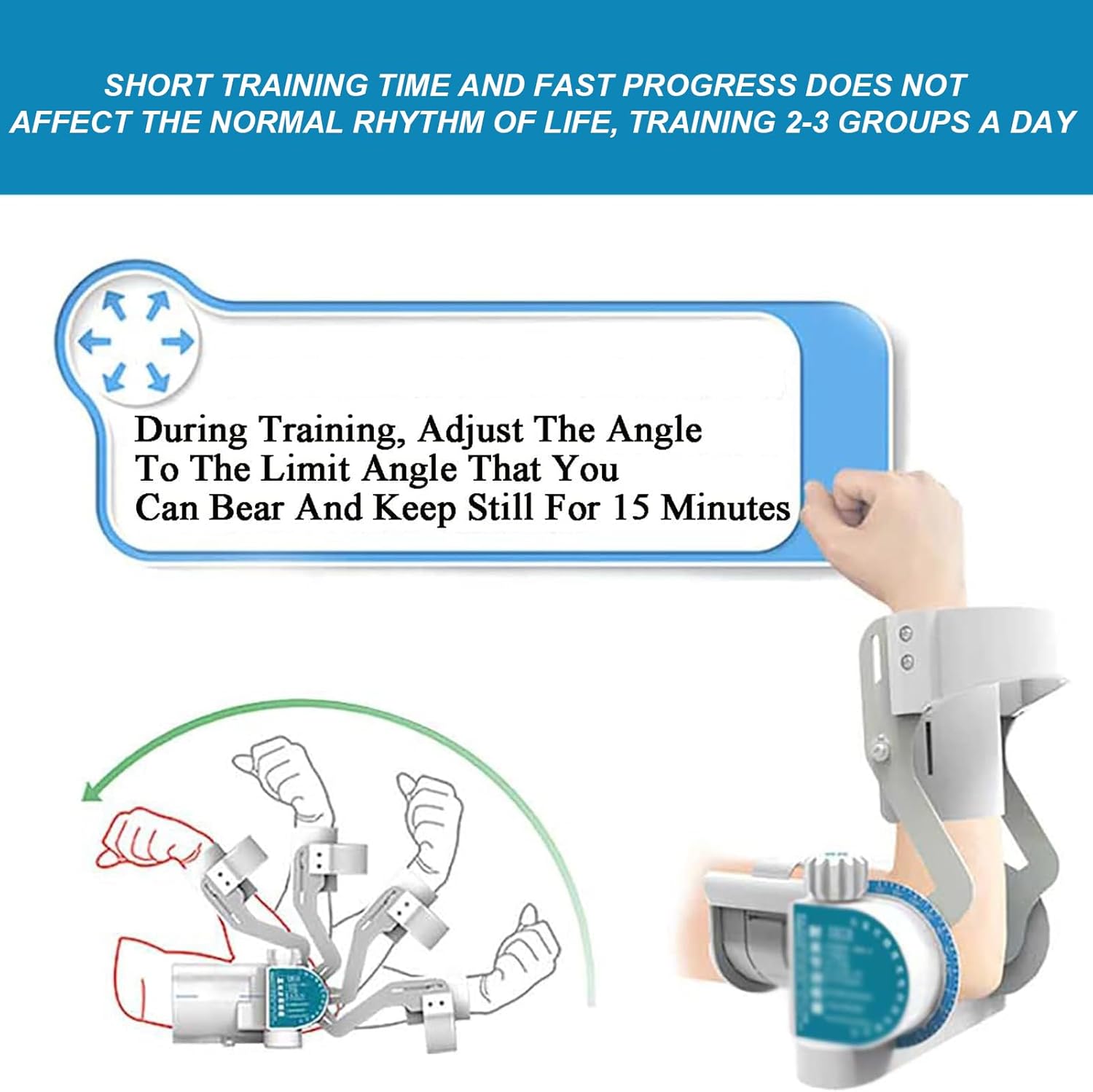 2024 2in1 Elbow Joint Rehabilitation Trainer, Bend 150°Straighten -15°, Elbow Joint Stretching Rehabilitation,for After Arm Fracture and Hemiplegia