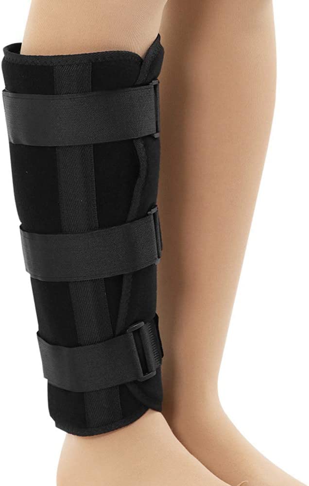 Shank Calf Support Night Splint Support Joint Brace, Tibia And Fibula Fracture Orthosis External Adjustable Fixation Strap Wrap Sleeve Belt Protector,Black-S