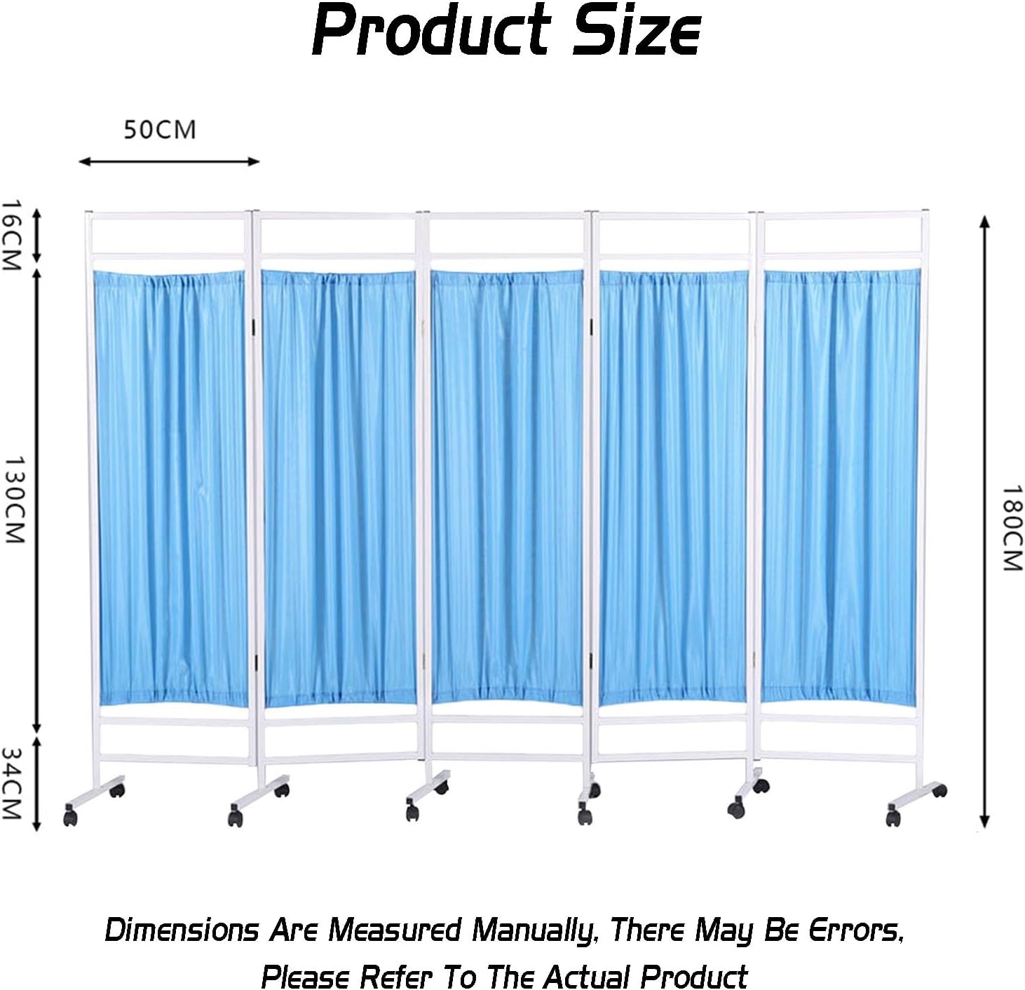 Mobile 5-Panel Medical Privacy Screen Divider with Removable Nylon Fabric for Hospitals, Offices & Salons - Portable Privacy Solution (Color-2)