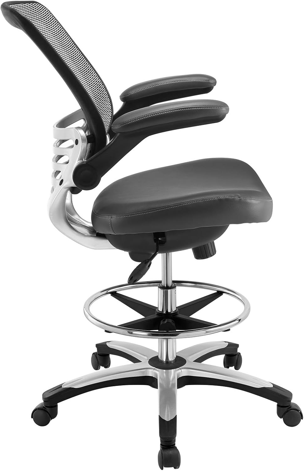 Modway EEI-211 Edge Drafting Chair - Reception Desk Chair - Flip-Up Arm Drafting Chair in Gray