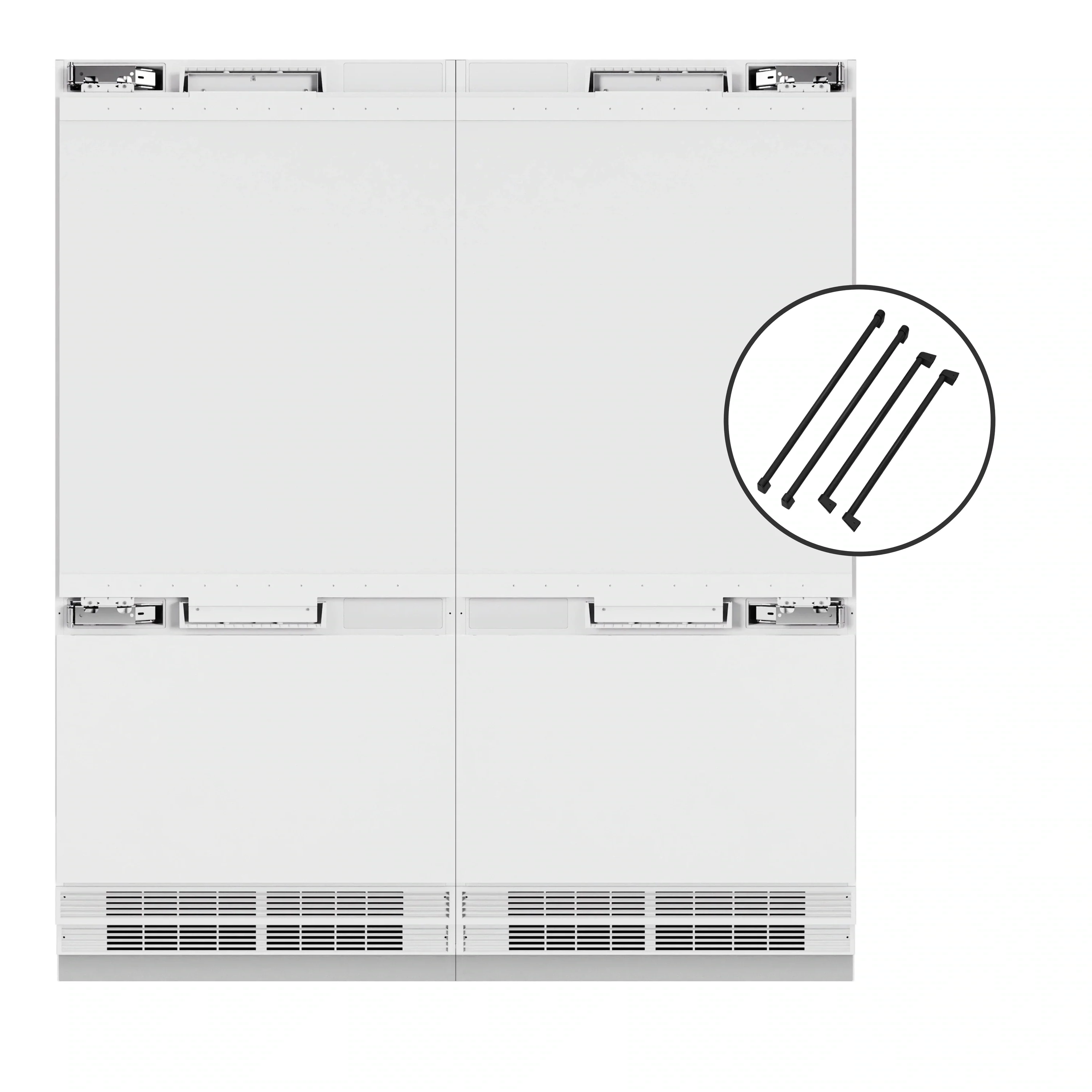 ZLINE Autograph Edition 72-Inch 39.6 Cu. Ft. French Door Built-In Bottom Freezer Refrigerator with Water Dispensers and Ice Makers in Panel Ready and Matte Black Accents (RBITZ-72-MB)