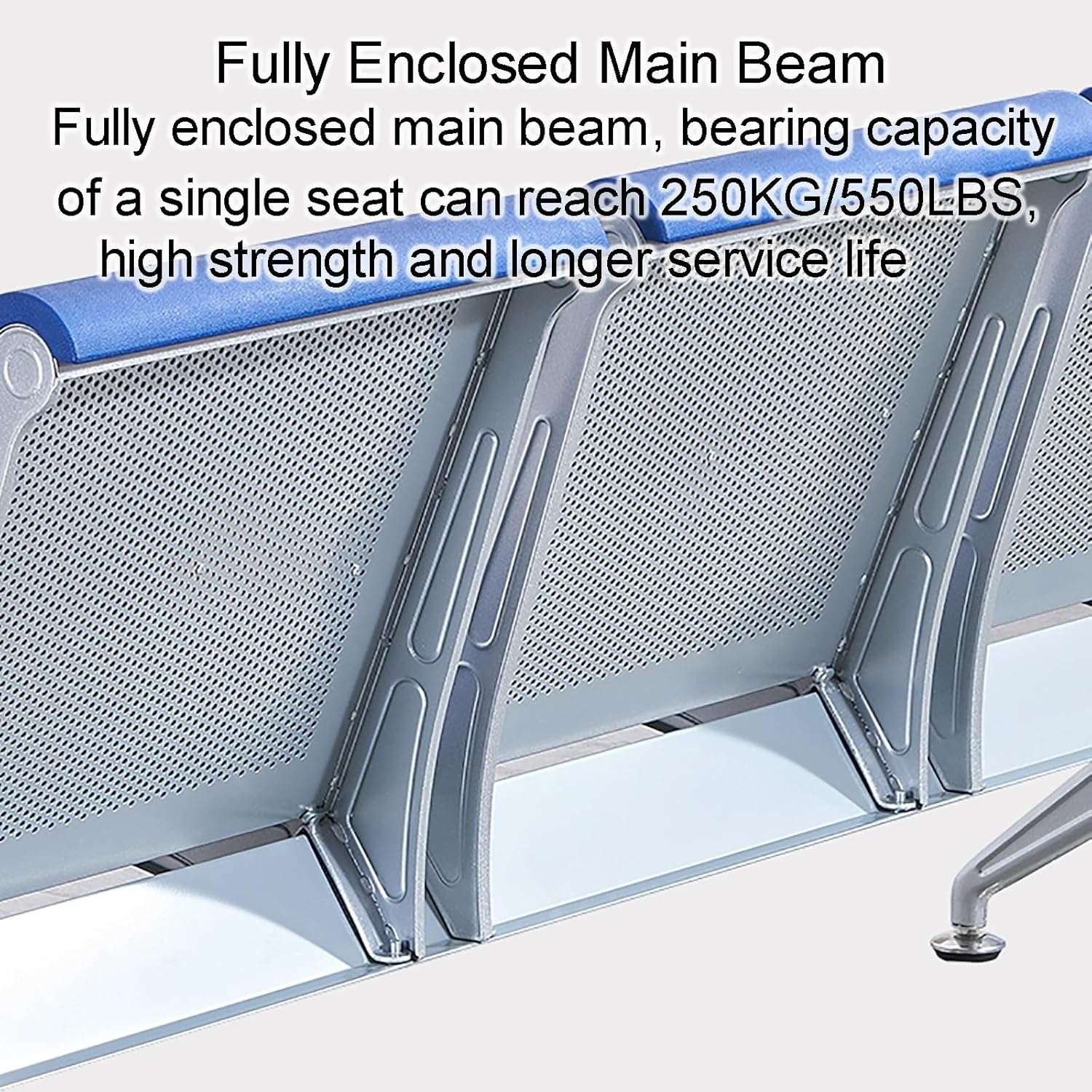 4-Seat Waiting Room Bench, Office Guest Reception Chairs, Airport Reception Seat Benches with Armrests and Backrests, for Airport Hospital Bank Salon,Black-One Size