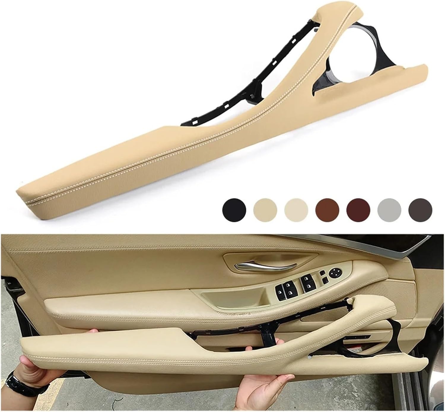 LHD RHD Left Right Driver Side Door Armrest Leather Outer Frame Support Bracket Compatible For BMW 5 Series F10 F11 F18 520 523 525 528 530(RHD Moka)