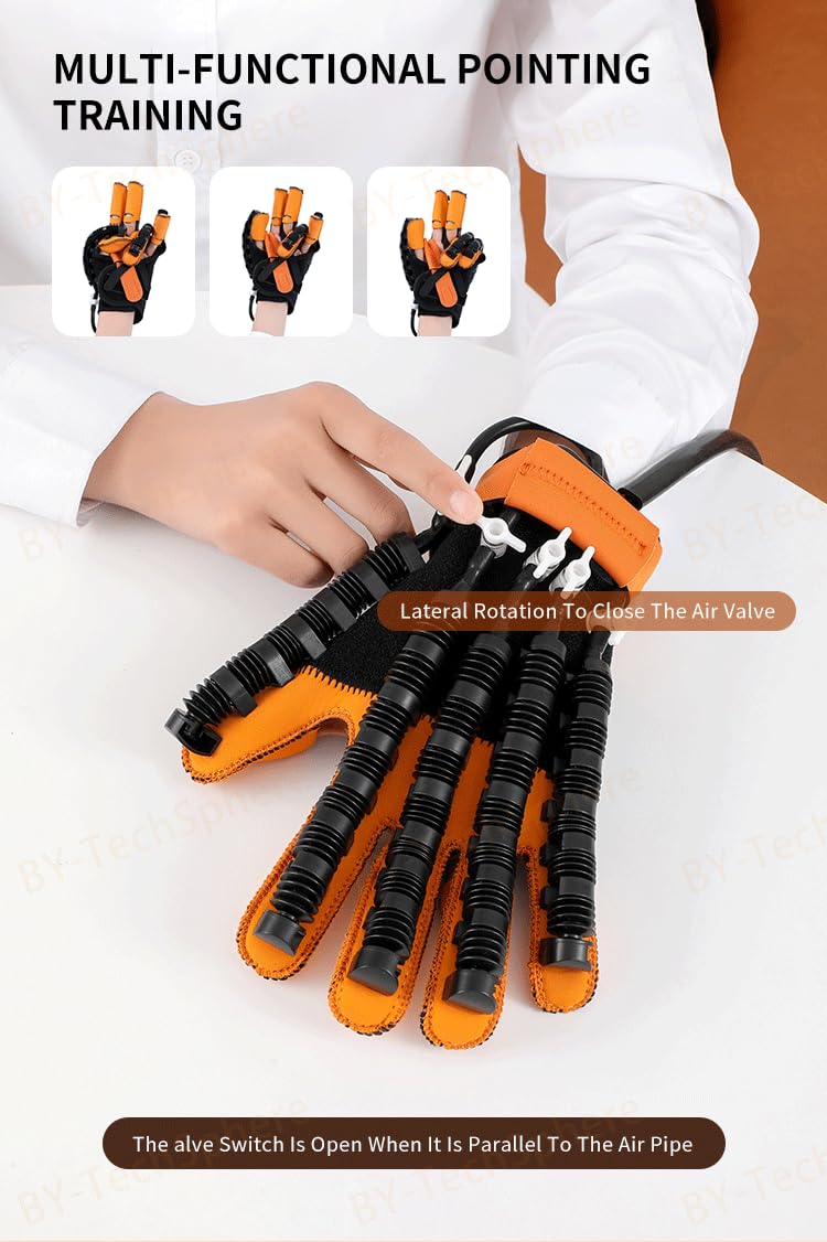 Heated Therapy Stroke Hand and Finger Rehabilitation Gloves, for Hand Function Recovery, Robotic Glove for Cerebral Palsy, Spasticity, Heated Finger Rehabilitation Robot Glove.