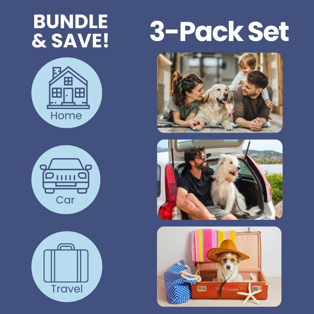 Dog First Aid Kit 3-Pack – 2 Hard-Sided & 1 Compact Travel Pet First Aid Kits – Vet-Approved Emergency Supplies with First Aid Guide, Tick Remover, Thermal Blanket for Hiking, Camping, Car, RV