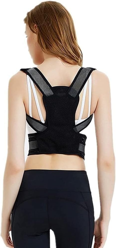 Posture Corrector Back Braces Lower Back Pain Adjustable Posture Corrector Back Support Belt Clavicle Spine Back Orthopedic Corset Prevents Slouching Back,Black-X